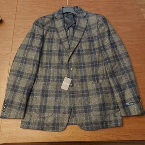 Peter Millar Crown Crafted Plaid Soft Jacket Blazer Grey Blue Men's Size 42 Long